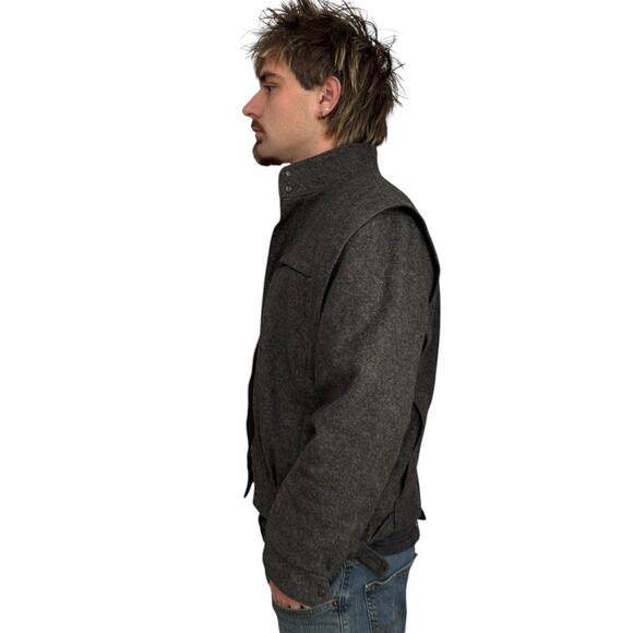 Vintage The American Male 100 % wool gray jacket stand collar size 40 medium - Picture 9 of 17